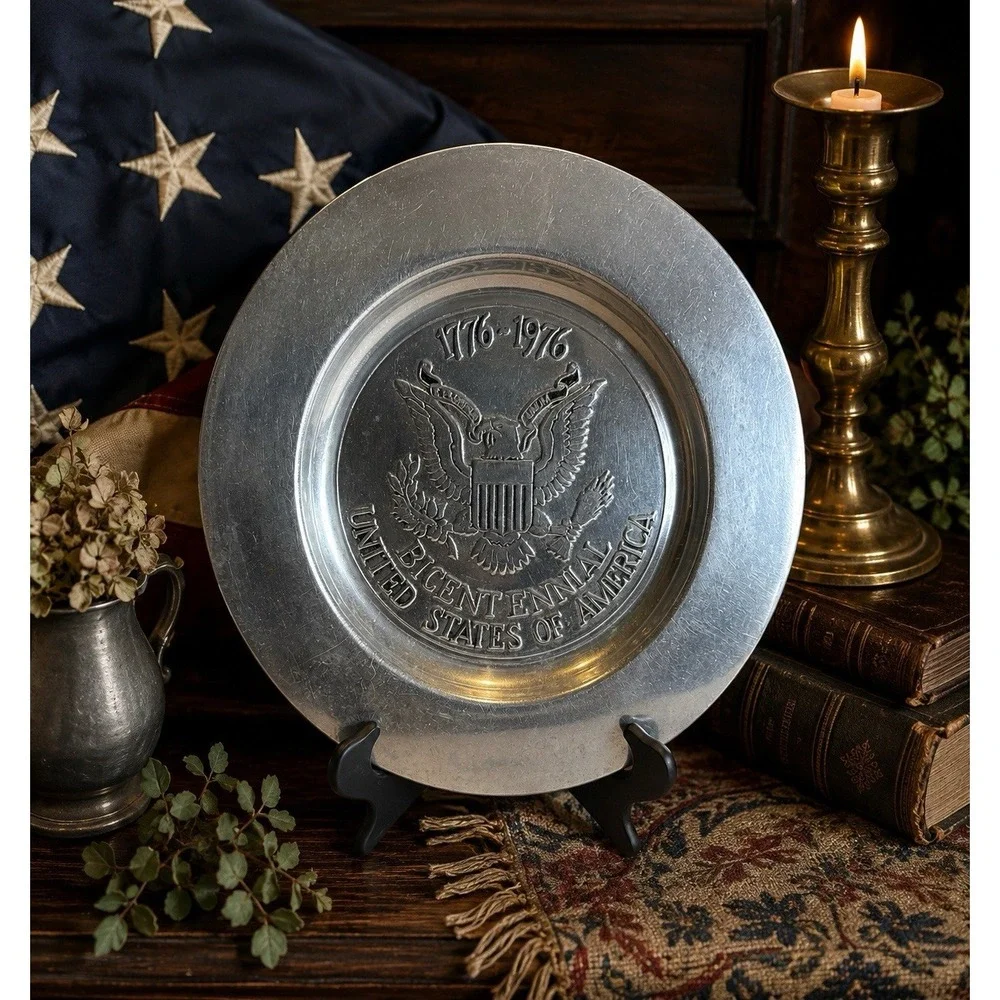 Vintage Wilton Bicentennial Pewter Plate 12